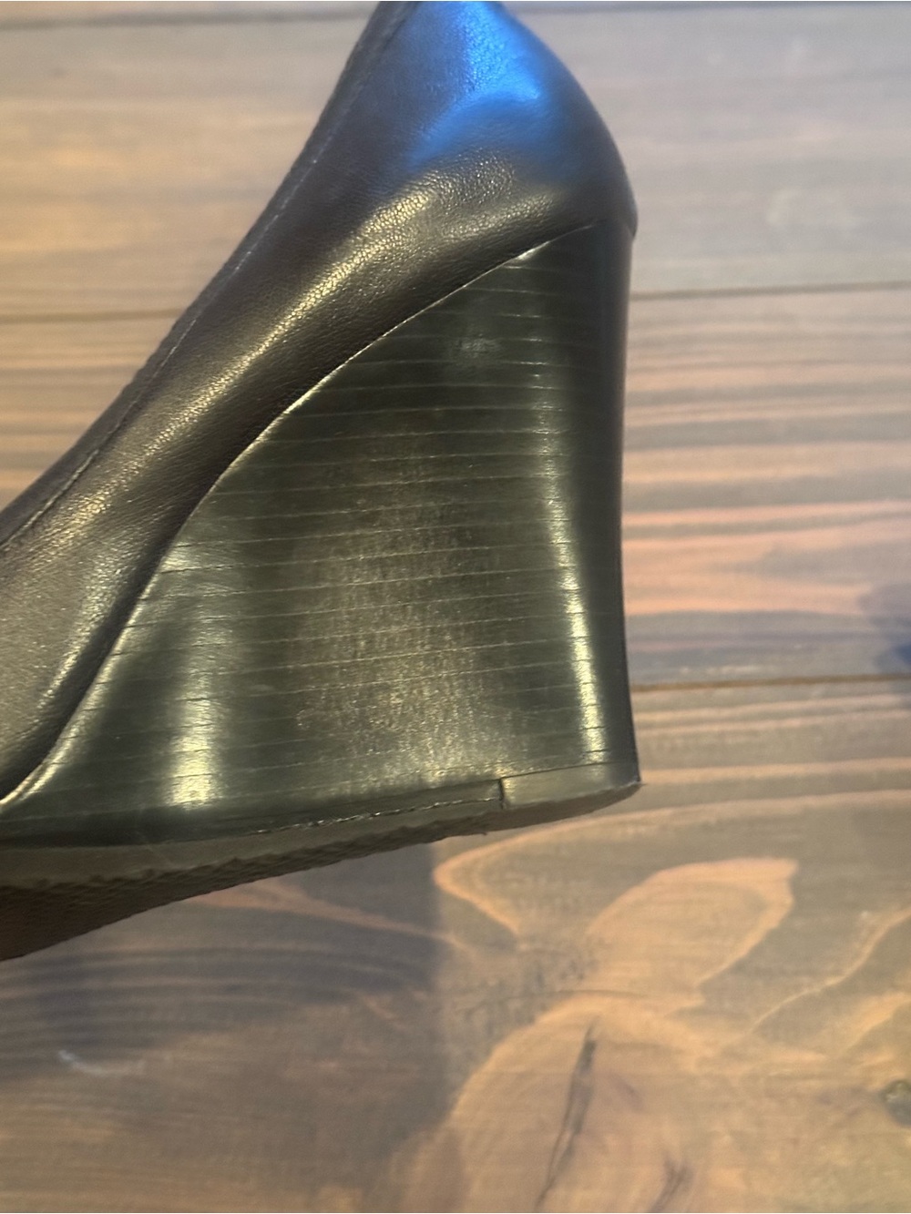 Tory Burch Wedge Heels 9.5M Black Leather - Picture 8 of 16